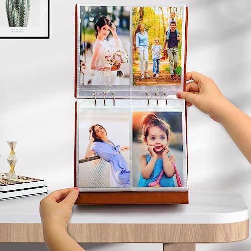 ZEEYUAN Double-Side Displaying 4x6 Flip Photo Album on Stand Vertical Family Photo Album - Image 4
