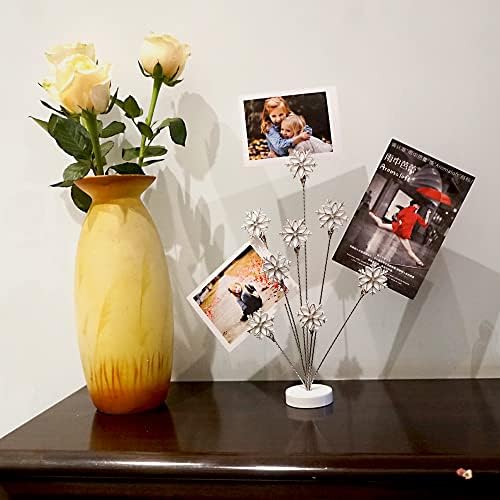 8-Branch Family Tree Picture Frame Holder, Card Photo Clips Holder Desk Stand for Memo Paper Note Photo Christmas Wedding Card Display (White Snowflake) - Image 5