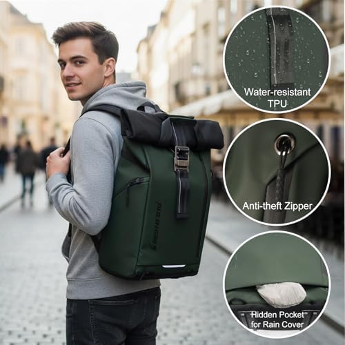 Besnfoto Camera Backpack, Waterproof Travel Camera Bag for Photographer Expandable Roll Top Photography Case for DSLR SLR Mirrorless Camera Fit up to 15.6 inch Laptop with Rain Cover - Image 3