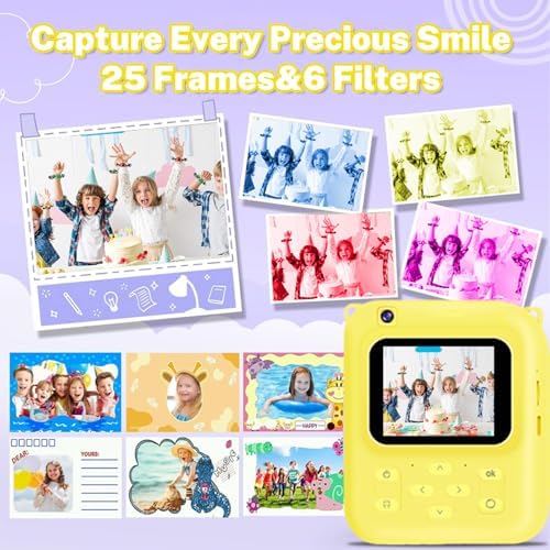 Instant Print Camera for Kids, 1080P Video Camera with 3 Print Rolls - Image 6