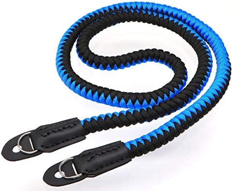 Paracord Woven Camera Neck Shoulder Strap Belt Hand Compatible with Canon Nikon Sony Olympus Pentax Fujifilm Panasonic SLR DSLR Digital Mirrorless Cameras 42 inch Black Blue - Image 4