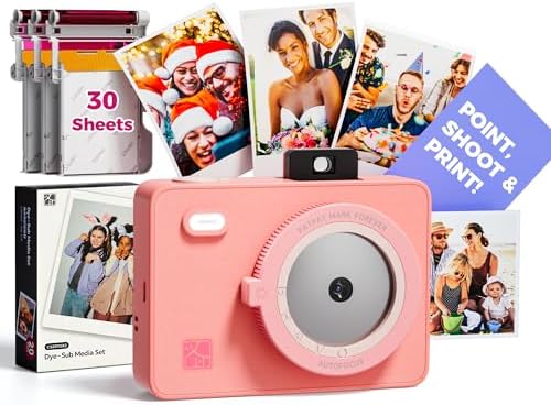 HPRT 2-in-1 Instant Print Camera & Portable Photo Printer, Bluetooth 2x3 Photo Printer for iPhone & Android, Mini Instant Camera for Kids (30 Sheets Included) by HPRT