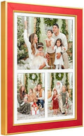Suede P538-1116 11x16 Picture Frame Display 3 Opening One 8x10 Picture Frames and 5x7 Double Picture Frames Collage Wall Decor with Mat,Multi Photo Frame for Plexiglass,Wall Decor,1Pack,Red by AnoziebyProductsunder