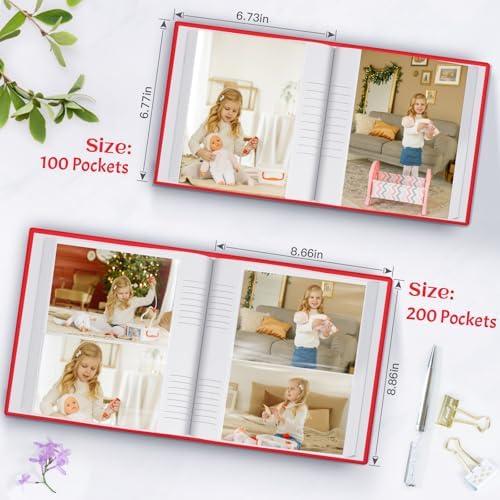 Popotop Photo Album 4x6 100 Photos with Writing Space, Leather Cover Album with Display Picture Window, Photo Book for Wedding Family Baby Gift - Image 4