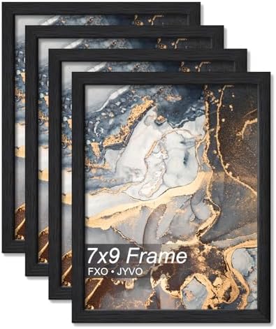 7x9 Picture Frame Set of 4 Black Engineered Wood Tabletop/Wall Hanging by Fxojyvo