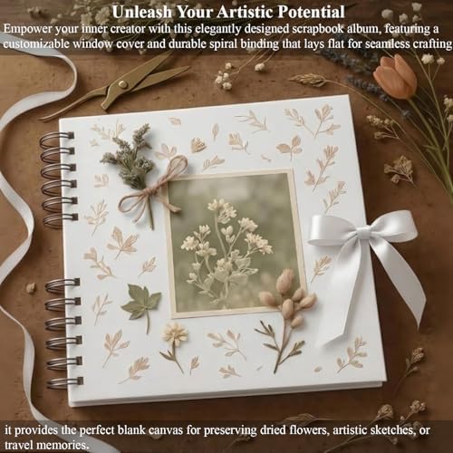 MARCADORUS White Scrapbook Album, 8 x 8 Inch Blank Scrap Book, 30 Sheets / 60 Pages (250gsm), Mini Memory Book with Ribbon, Acid Free & Archival Safe for Wedding, Travel and Guest Book. - Image 6
