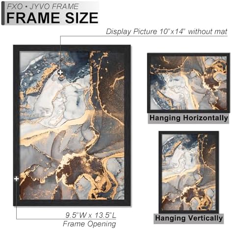 Fxojyvo 10x14 Picture Frame Set of 3 Black Engineered Wood Wall Hanging - Image 4