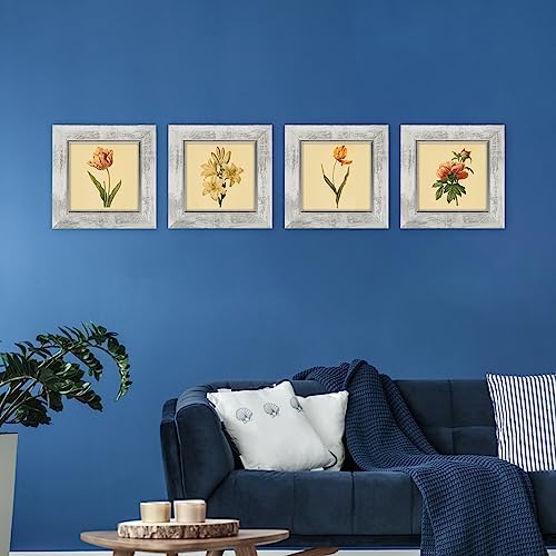 XUANLUO 5x5 Picture Frames Set of 4,Rustic Retro Photo Frame(White) - Image 5