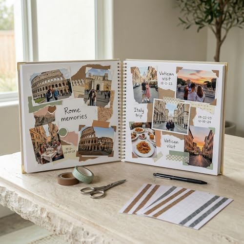 Beautiful Linen Scrapbook Photo Album 10"x10" - 40-Page Blank Guest Book - Image 2