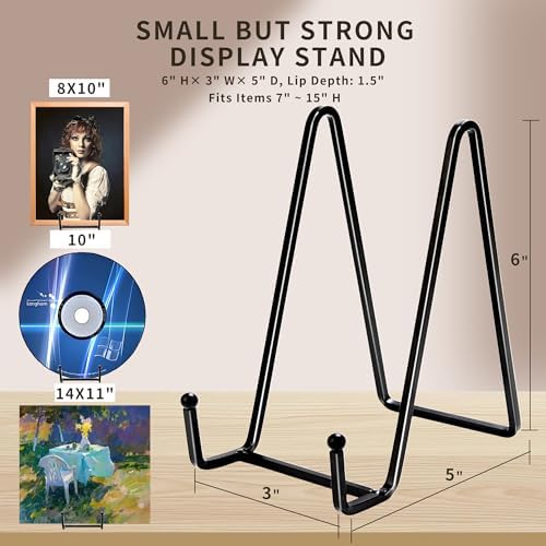 3 Pack 6" Metal Square Plate Stands for Display,Plate Holders Display Stands Can Be Used for Picture Stands,Book Stands for Display,Plate Display Stands,Easel,Photo Frame Stands,Plaque Stands,Desktop Stand. - Image 5