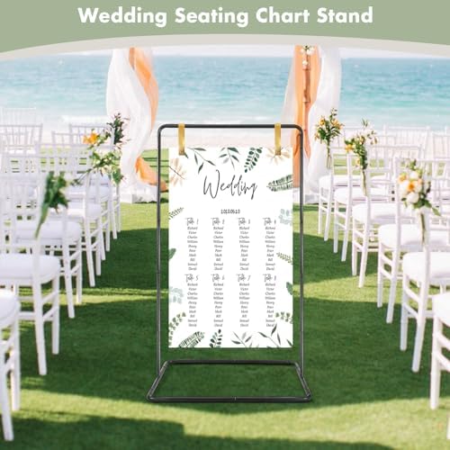 Welcome Sign Holder Black Wedding Easel Stand with 4 Leather Straps - Image 2