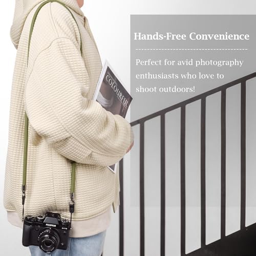 VOVMOEYA Nylon Braided Camera Rope Strap, Camera Neck Shoulder Strap with O-Ring for DSLR & Mirrorless Camera - Green - Image 3