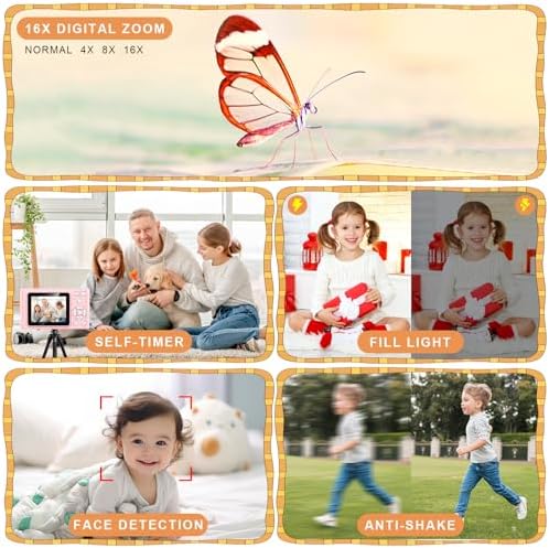 Digital Camera, Camera for Kids, UHD 4K 48MP Point and Shoot Digital Cameras with 64GB SD Card and 16X Digital Zoom Anti Shake, Compact Portable Small Gift for Boys Girls Students,White - Image 3