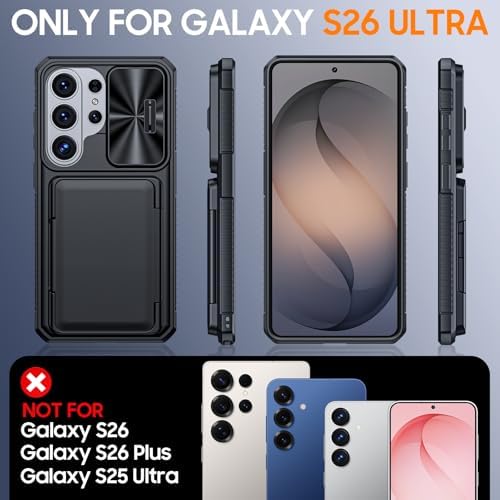 GooseBox for Samsung Galaxy S26 Ultra Case Wallet with RFID [Cards Holder][Camera Cover][Edge Raised] Full Body Shockproof Silicone Protective Phone Case for Galaxy S26 Ultra 2026 (Black) - Image 2