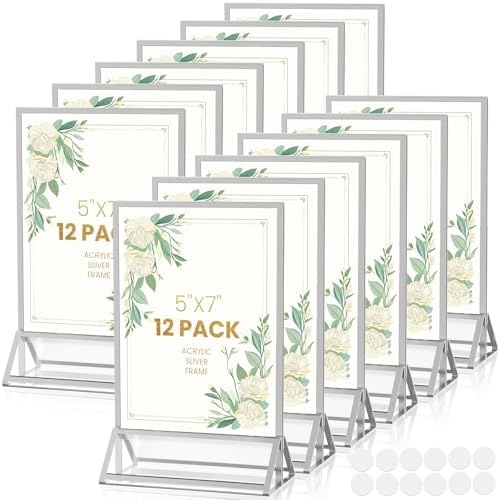5X7 Silver Frames Double-Sided Acrylic Sign Holder，12 PCS by AcrylicSignHolderMahjongRacks%EF%BC%8CMahjongBags