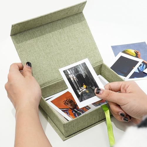 Vienrose Small Photo Storage Box, 5"x7", Linen Postcard Keeper, Grass Green - Image 4