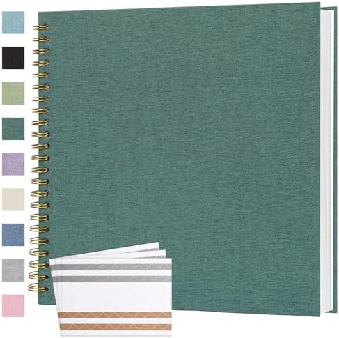 Scrapbook Photo Album 12x12 Inches 80 Pages Linen Cover Green by Bonyomor