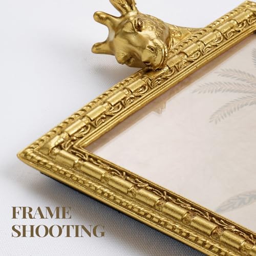 Cuspin 6x8 Picture Frame Gold Vintage Giraffe Ornate Resin Frame - Image 3