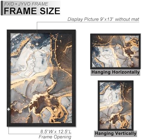 Fxojyvo 9x13 Picture Frame Set of 2 Black Engineered Wood Wall Hanging - Image 4