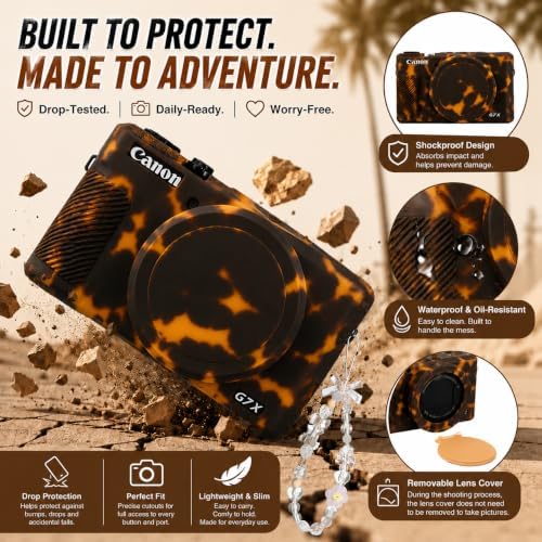 Camera Case for Canon G7X Mark III, Silicone Cover with Lens Cap - Image 6