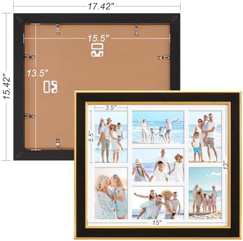 Suede 13.5x15.5 Picture Frame Display 7 Opening 4x6 Picture Frames Collage Wall Decor with Mat,Multi Photo Frame for Plexiglass,Wall Decor,1Pack,Black - Image 4