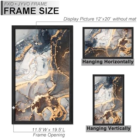 Fxojyvo 12x20 Picture Frame Set of 5 Black Engineered Wood Wall Hanging - Image 4