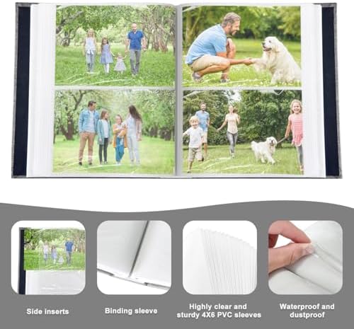 200-Pockets Photo Album 4x6 - Slip-In Picture Album with Linen Cover & Display Window, Vertical Photo Book for Wedding, Family, Baby, Anniversary & Vacation Memories (Holds 200 Photos) - Image 5