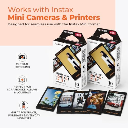 FUJIFILM Instax Mini Contact Sheet Instant Film (20 Shots) + 4 AA Batteries + BluebirdSales Microfiber Cleaning Cloth – Creative Photography Bundle (20 Shots Contact Sheet) - Image 5