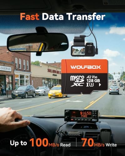 WOLFBOX 128GB MicroSD Memory Card for X5&I07 Dash Cam, U3 A2 V30 4K UHD, 100MB/s Read, Loop Recording Friendly - Image 3