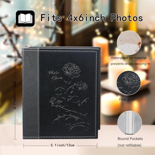 Artmag Small Photo Album 4x6 2 Pack, Each Pack with 26 Clear Pages Holds 52 Vertical Photos for 4x6 Picturs, Artwork or Postcards Storage (Black) - Image 2