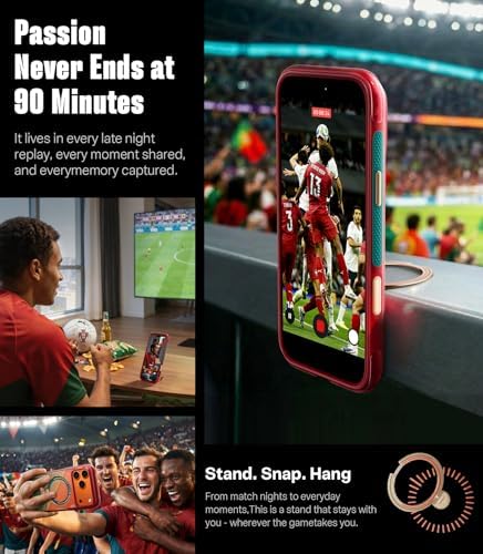 TORRAS World Cup Inspired, Official Portuguese Football Federation Limited Edition, Ostand Q3 Air for iPhone 17 Pro Max Case, 360 Magnetic Stand, Fit for MagSafe, Mil-Grade Drop Tested, Glory Slash - Image 6