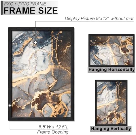 Fxojyvo 9x13 Picture Frame Set of 4 Black Engineered Wood Wall Hanging - Image 4