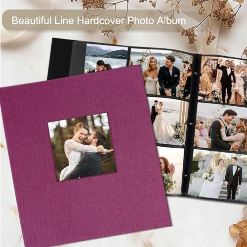 Artmag Fabric Photo Album 4x6 1000 Large Capacity for Family Wedding Anniversary Linen Album Holds 1000 Horizontal and Vertical Photos (1000 Pockets, Purplre) - Image 4