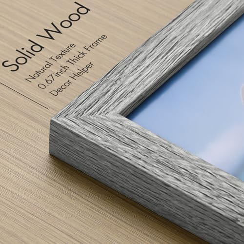 Vittanly 8x10 Picture Frame Made of Solid Wood for Wall or Tabletop, Grey - Image 3