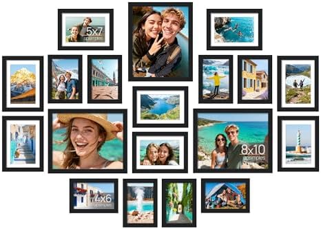 upsimples Picture Frames set of 19, Including 8x10, 5x7, 4x6 Black Frame by upsimples