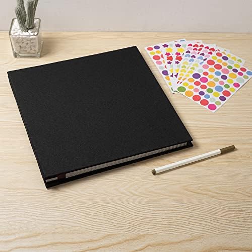 Photo Album Self Adhesive Scrapbook 3x5 4x6 5x7 6x8 Magnetic Album DIY Scrap Book 11x10.6 Inch 40 Black Sticky Pages Linen Cover DIY Photo Album(Black) - Image 6