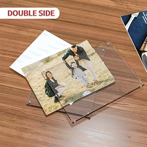 Sezanrpt 8.5''x11'' Acrylic Picture Frame, Perspex Photo Frame for Wedding Pictures, Tabletop Freestanding Certification Frame 12mm + 12mm - Image 4