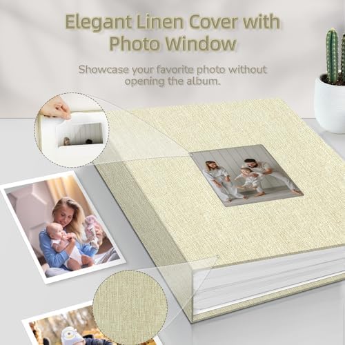 popotop Photo Album 4x6-100 Photos Photo Books with 100 Vertical Pockets,Linen Cover Albums for Family Wedding Anniversary Baby Vacation Pictures - Image 2