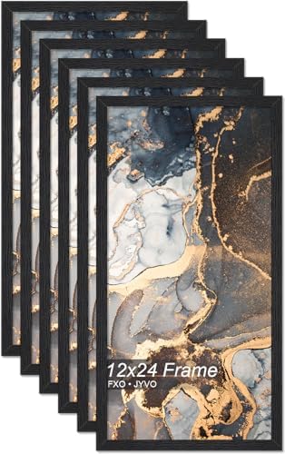 Fxojyvo 12x24 Picture Frame Set of 6 Black Engineered Wood Wall Hanging by Fxojyvo