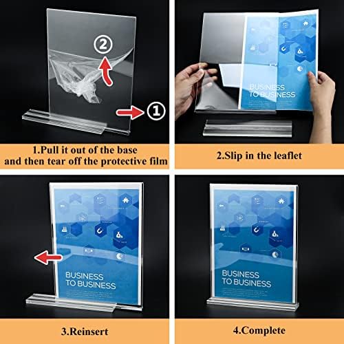 Arrobust Acrylic Sign Holder 8.5 x 11, Double Sided Clear Acrylic Display Table Signs Stand, T Shape Flyer Holder Plastic for Picture Paper Frame Holder Home Office Menu Retail Show Fair, 6 Pack - Image 5