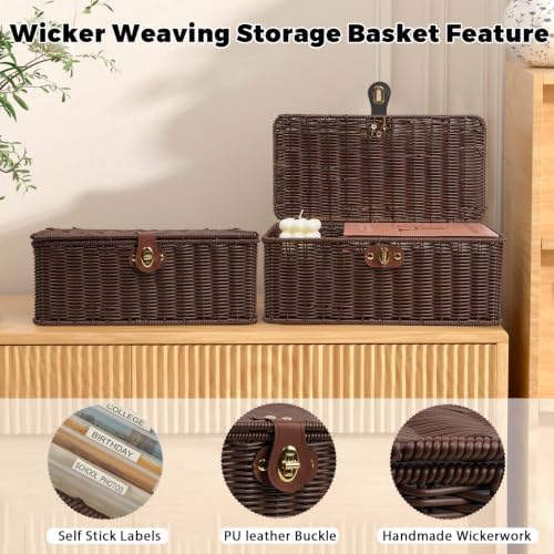 Decorative Photo Storage Box with 12 Plastic Cases for 4x6 Photos, Coffee - Image 3