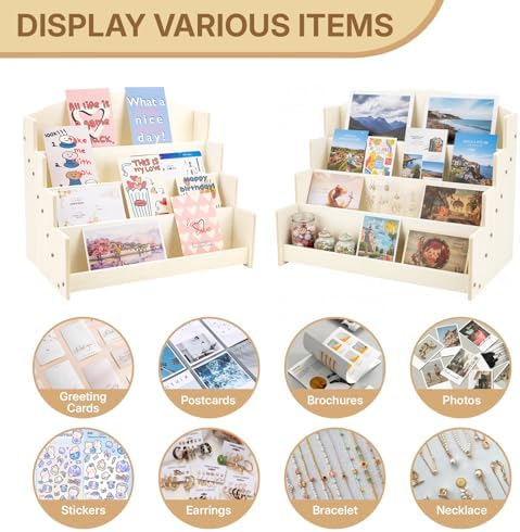 4 Tier 1Pc Wooden Greeting Card Display Stand - Image 6
