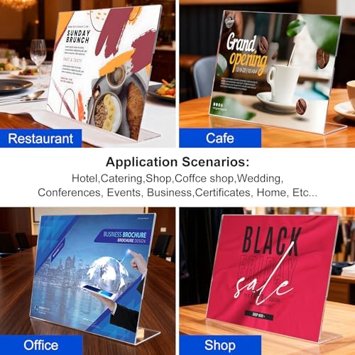 Acrylic Sign Holder 8.5 x 11 Horizontal , Clear Plastic Display Stand for Tabletop, Acrylic Stands for Flyers, Table Paper Holder, Vertical Sign Holder 8.5x11 for Restaurants, Office and School (Slant 6 Pack 11x8.5) - Image 7