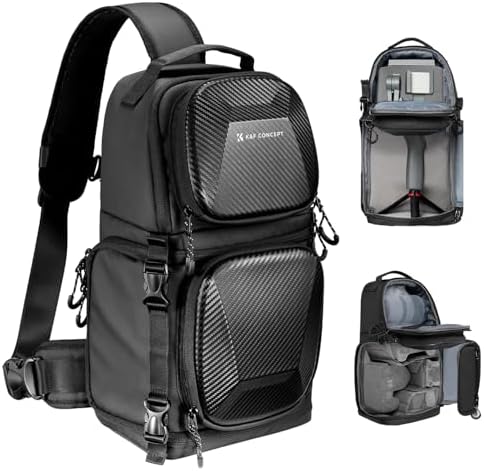 K&F CONCEPT Hardshell Camera Sling Bag, 10L EVA Case with Tripod Holder by KFCONCEPT