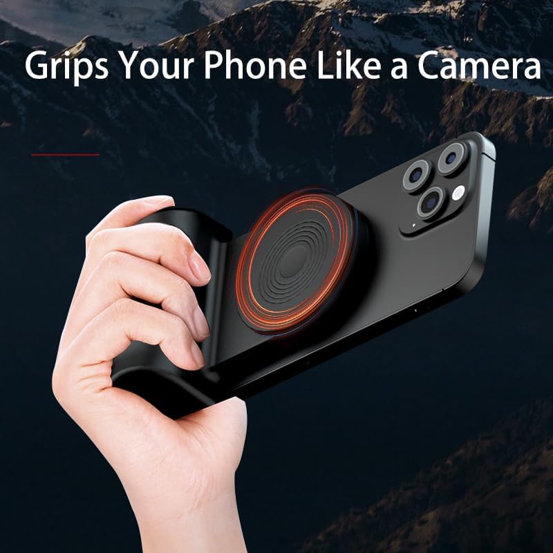 Redair Magnetic Smartphone Handle Grip, Upgrade Version Phone Camera Grip Handle Holder Wireless Charging Stand Shutter Remote Control for iPhone14 13 12 11 Samsung Photo Shooting - Image 6