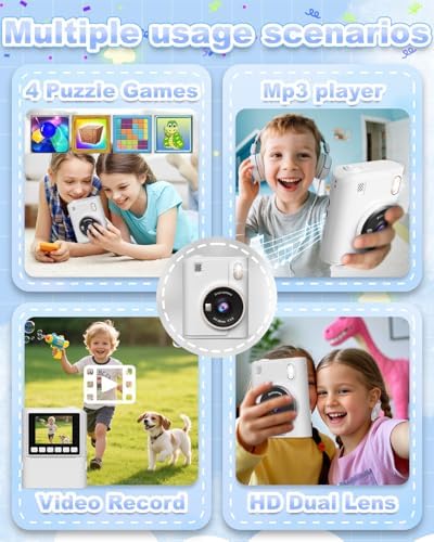 Instant Print Camera for Kids, 1080P Instant Digital Print Cameras for Toddler, Portable Toy for 4 5 6 7 8 9 10 Year Old Girl, Christmas Birthday Gifts for Girls Boys with SD Card White - Image 3