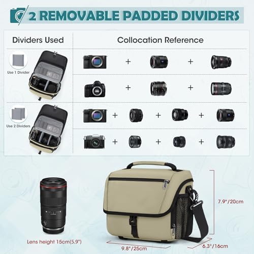 RAINSMORE Camera Bag, DSLR SLR Mirrorless Camera Case for Photographer - Image 3