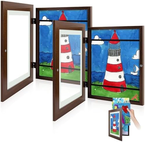 2 Pack 8.5x11 Front-Opening Kids Artwork Frames Changeable (Walnut) by GoldenStateArt