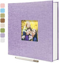 Large Photo Album Self Adhesive, DIY Scrapbook Album for 4x6 8x10 Pictures, 40 Pages Light Purple Linen Cover Memory Book, Ideal Gift for Family Travel Wedding Baby Christmas Anniversary by HoneyTolly