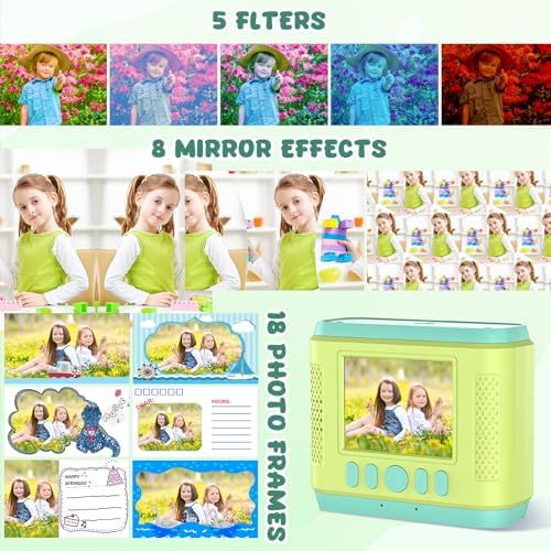 Kids Instant Print Camera,Christmas Birthday Gifts for Girls and Boys,1080P HD Video Digital Kids Camera with Print Paper&32G Card,Toddler Toy for 3-14 Years Old (Green) - Image 2